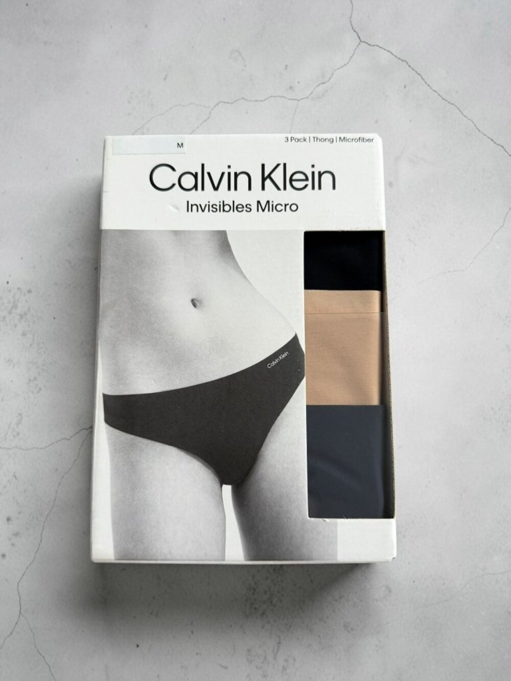CALVIN KLEIN Set of 3 Invisible Micro Thongs Size Medium NEW NIB